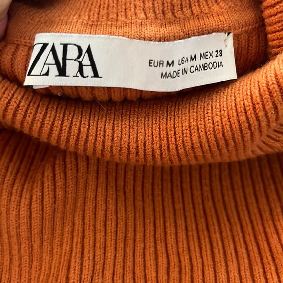 ZARA Sexy Orange Open Cut Out Back Lattice Long Sleeve Turtleneck Ribbed Sweater - Picture 6 of 14
